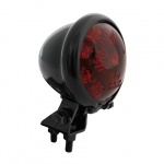 255-130 LED-Rücklicht BATES STYLE, schwarzes Metallgehäuse, rotes Glas, verstellbarer Halter, E-gepr